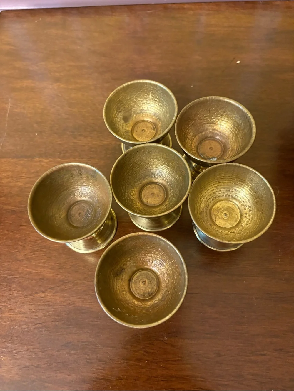 Set of 6 Vintage Brass Goblets - Gold Tone